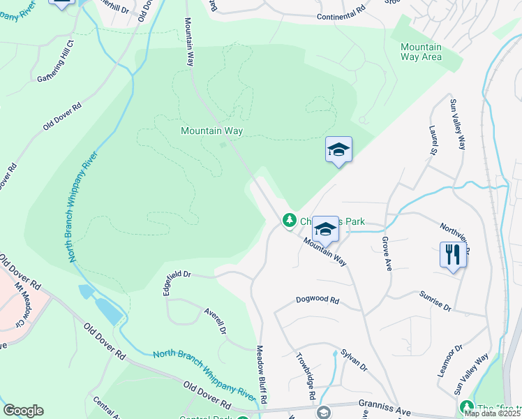 map of restaurants, bars, coffee shops, grocery stores, and more near 426 Mountain Way in Morris Plains