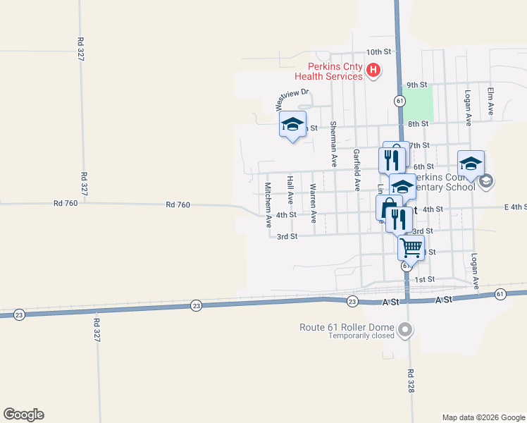 map of restaurants, bars, coffee shops, grocery stores, and more near 601-621 5th Street in Grant