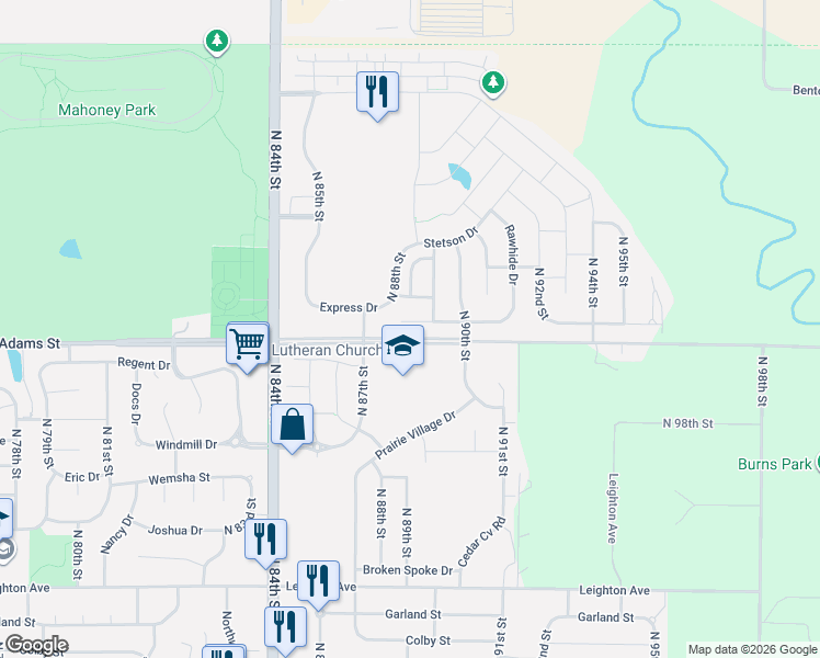 map of restaurants, bars, coffee shops, grocery stores, and more near 8904 Blacksmith Court in Lincoln