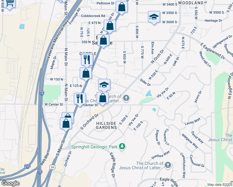 map of restaurants, bars, coffee shops, grocery stores, and more near 366 Odell Lane 100 North in North Salt Lake