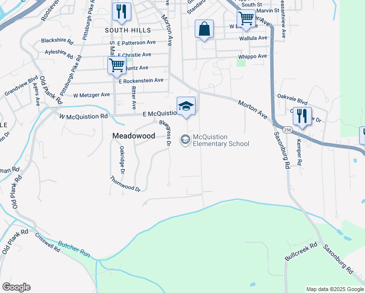 map of restaurants, bars, coffee shops, grocery stores, and more near 210 Mechling Drive in Butler