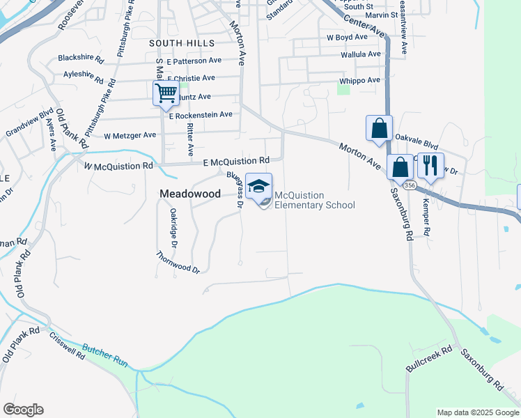 map of restaurants, bars, coffee shops, grocery stores, and more near 210 Mechling Drive in Butler
