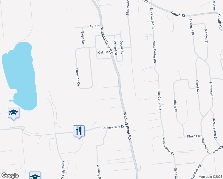 map of restaurants, bars, coffee shops, grocery stores, and more near 4 Chestnut Lane in Manorville