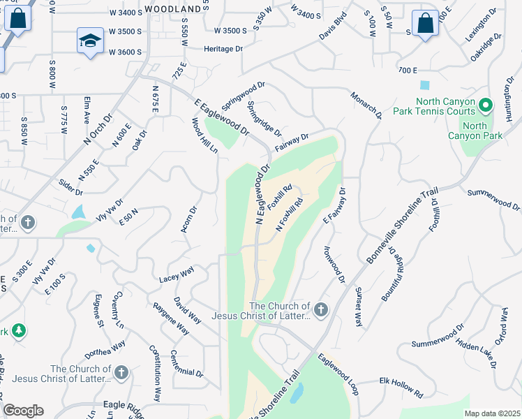 map of restaurants, bars, coffee shops, grocery stores, and more near 899 Foxhill Circle in North Salt Lake