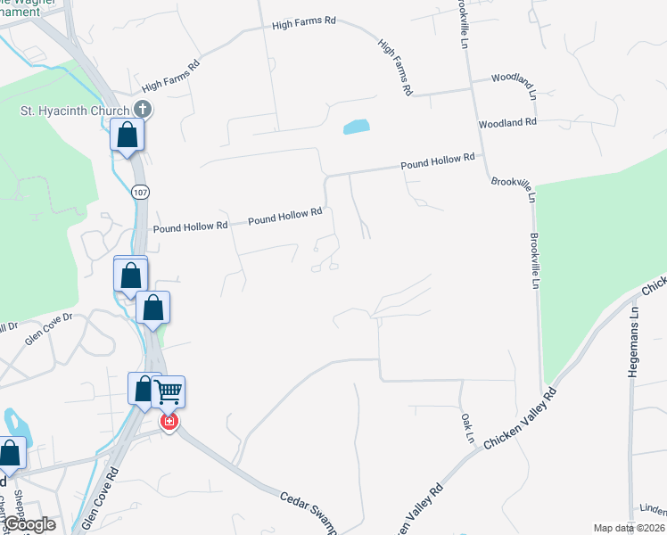 map of restaurants, bars, coffee shops, grocery stores, and more near 25 Pound Hollow Road in Glen Head