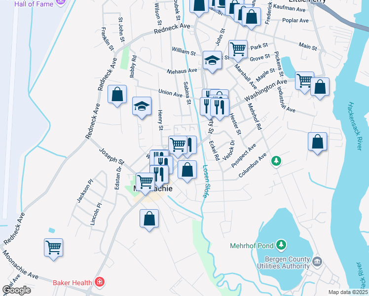 map of restaurants, bars, coffee shops, grocery stores, and more near 1 Bruno Street in Moonachie