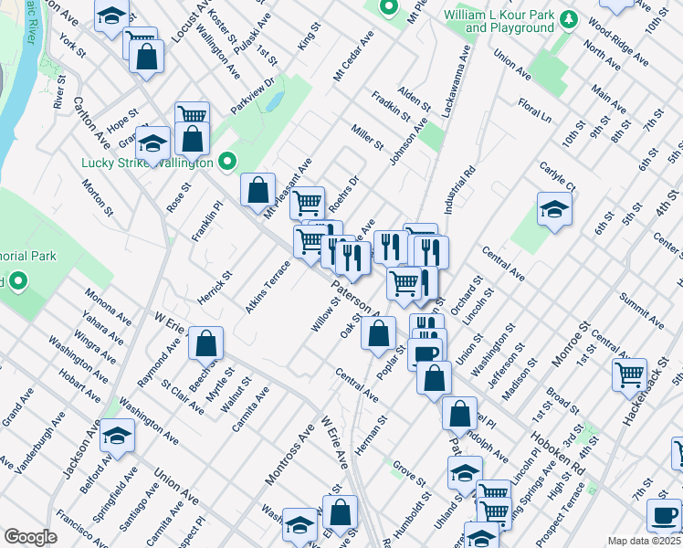 map of restaurants, bars, coffee shops, grocery stores, and more near 22 Morrissee Avenue in Wallington