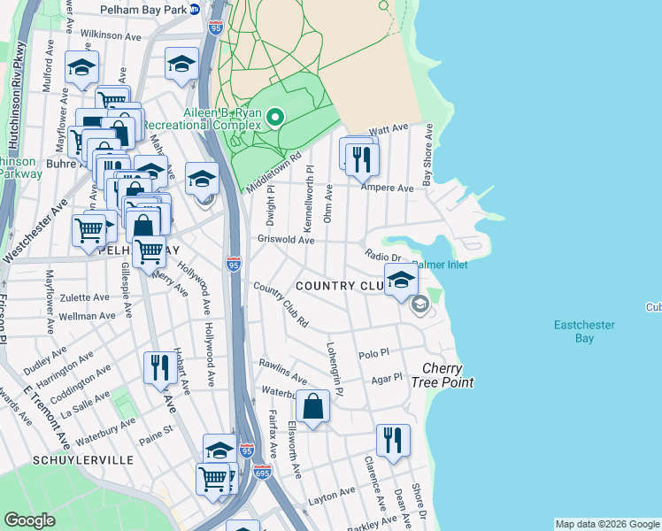 map of restaurants, bars, coffee shops, grocery stores, and more near 1470 Ohm Avenue in Bronx