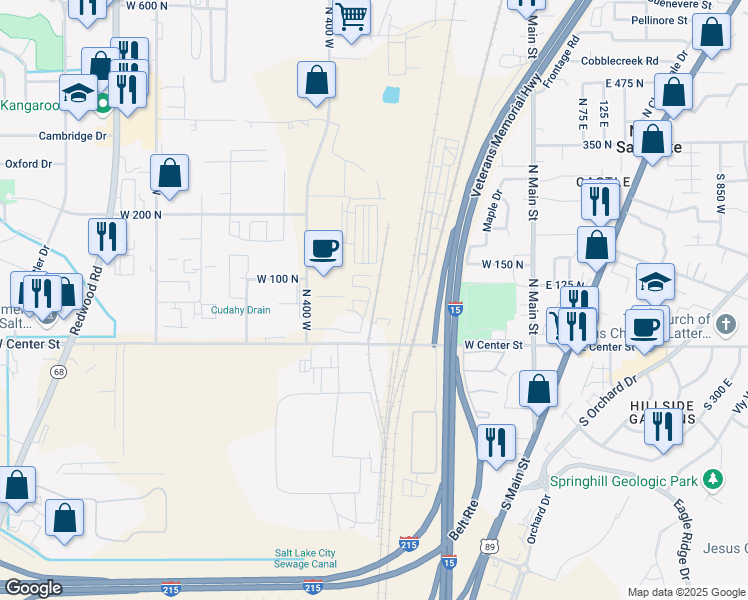 map of restaurants, bars, coffee shops, grocery stores, and more near North 330 West in North Salt Lake