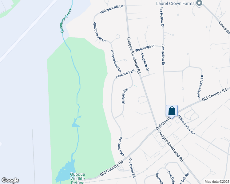 map of restaurants, bars, coffee shops, grocery stores, and more near 13 Peacock Path in East Quogue