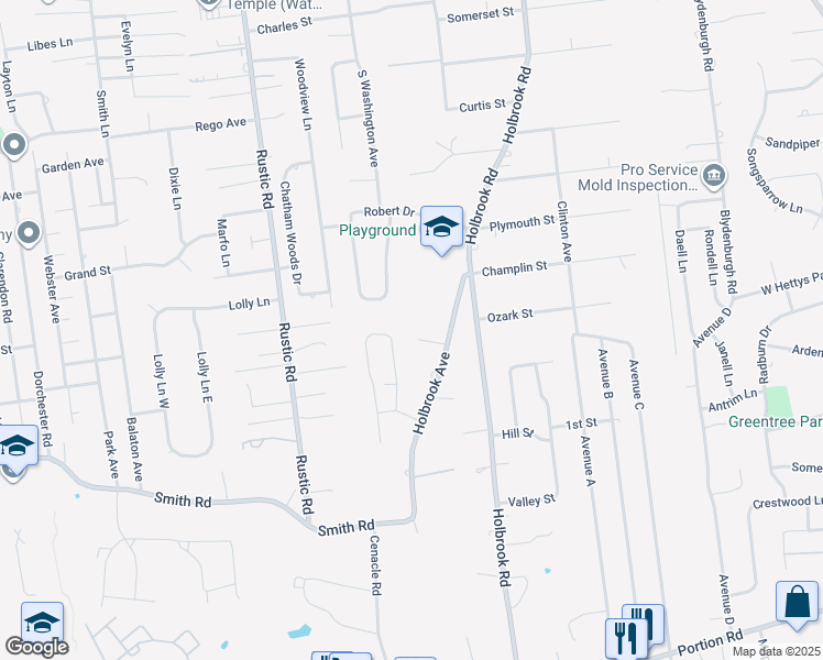 map of restaurants, bars, coffee shops, grocery stores, and more near 11 Maria Court in Lake Ronkonkoma