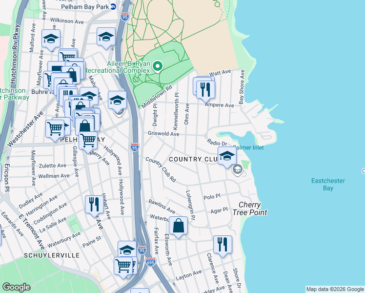 map of restaurants, bars, coffee shops, grocery stores, and more near 1470 Ohm Avenue in Bronx