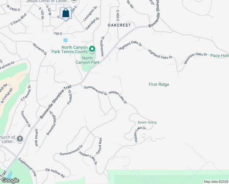 map of restaurants, bars, coffee shops, grocery stores, and more near 430 Hidden Lake Drive in Bountiful