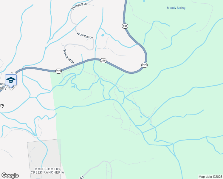 map of restaurants, bars, coffee shops, grocery stores, and more near 19240-19262 Montgomery Valley Drive in Montgomery Creek