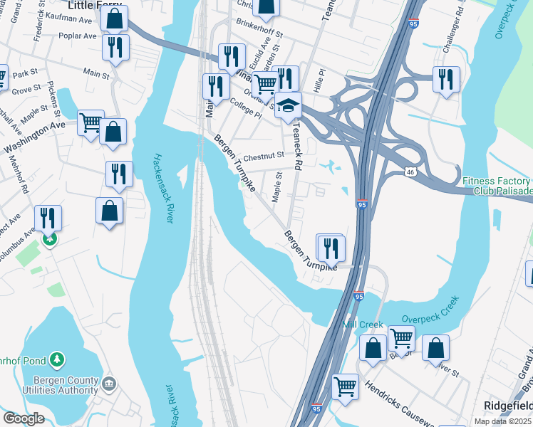 map of restaurants, bars, coffee shops, grocery stores, and more near 187 Bergen Turnpike in Ridgefield Park