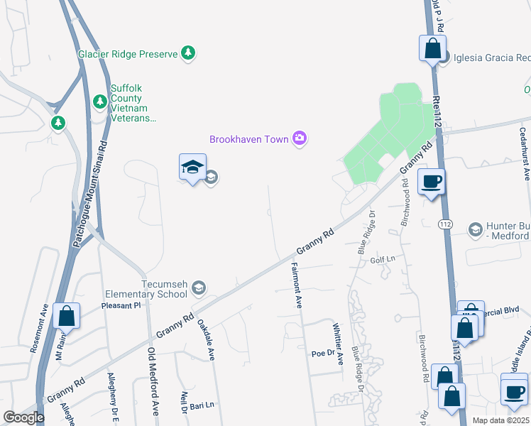map of restaurants, bars, coffee shops, grocery stores, and more near 14 Sachem Court in Farmingville