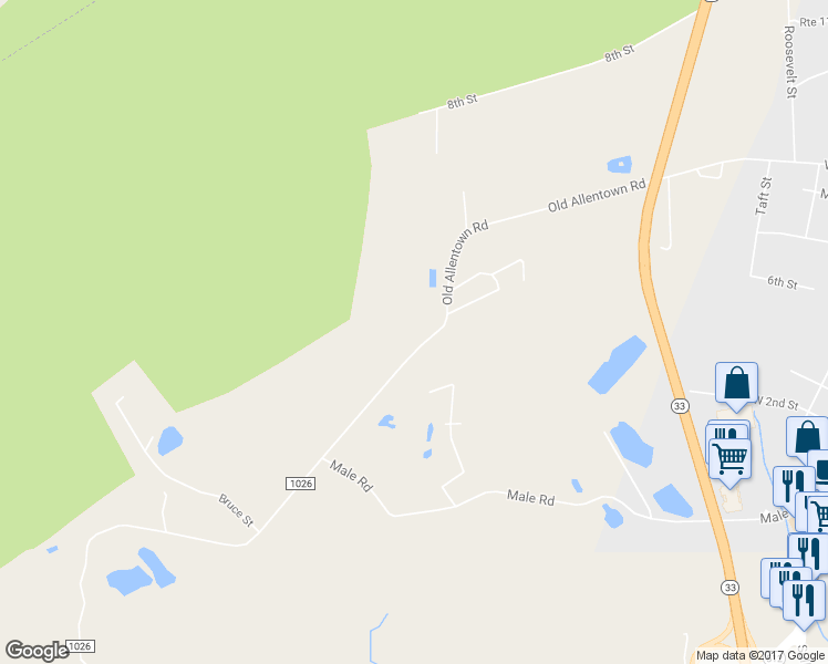 map of restaurants, bars, coffee shops, grocery stores, and more near 458 Old Allentown Road in Wind Gap