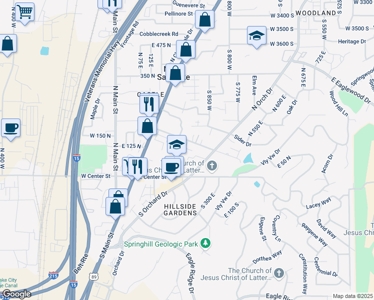 map of restaurants, bars, coffee shops, grocery stores, and more near 292 Odell Lane 100 North in North Salt Lake