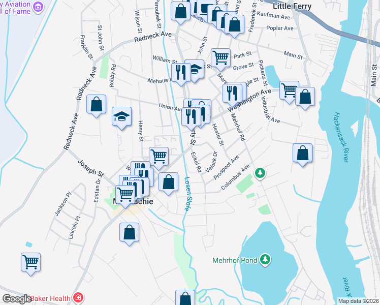 map of restaurants, bars, coffee shops, grocery stores, and more near 16 Liberty Street in Little Ferry