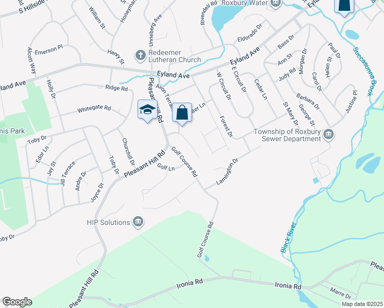 map of restaurants, bars, coffee shops, grocery stores, and more near 14 Brent Pl in Roxbury Township
