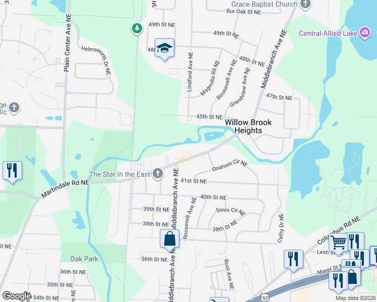 map of restaurants, bars, coffee shops, grocery stores, and more near in Stark County