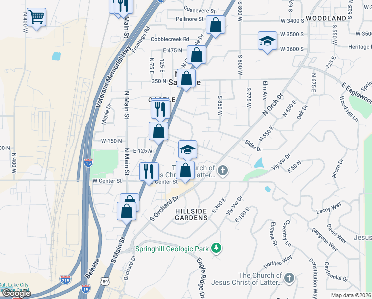 map of restaurants, bars, coffee shops, grocery stores, and more near 240 East 100 North in North Salt Lake