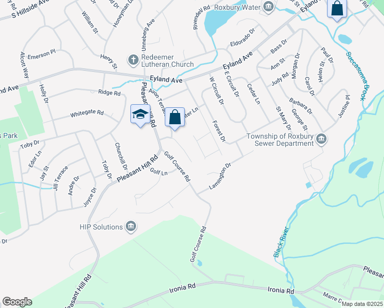 map of restaurants, bars, coffee shops, grocery stores, and more near 14 Brent Place in Roxbury Township