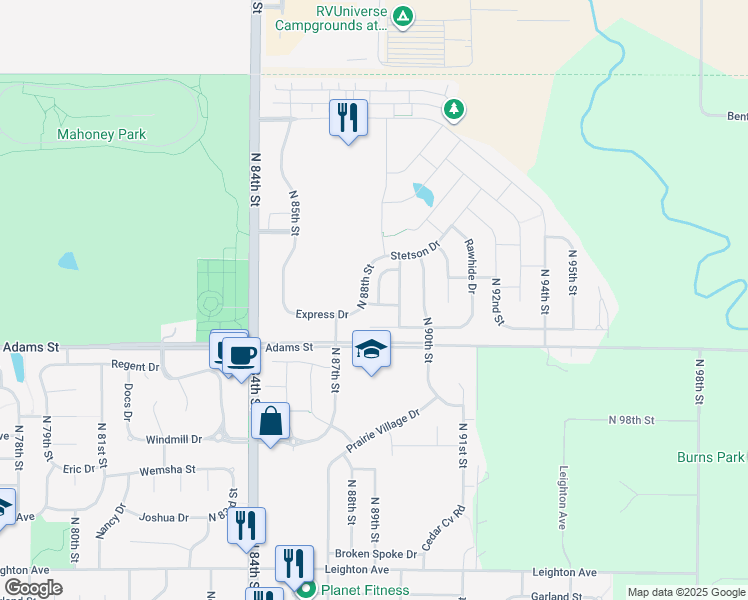map of restaurants, bars, coffee shops, grocery stores, and more near 8904 Blacksmith Court in Lincoln