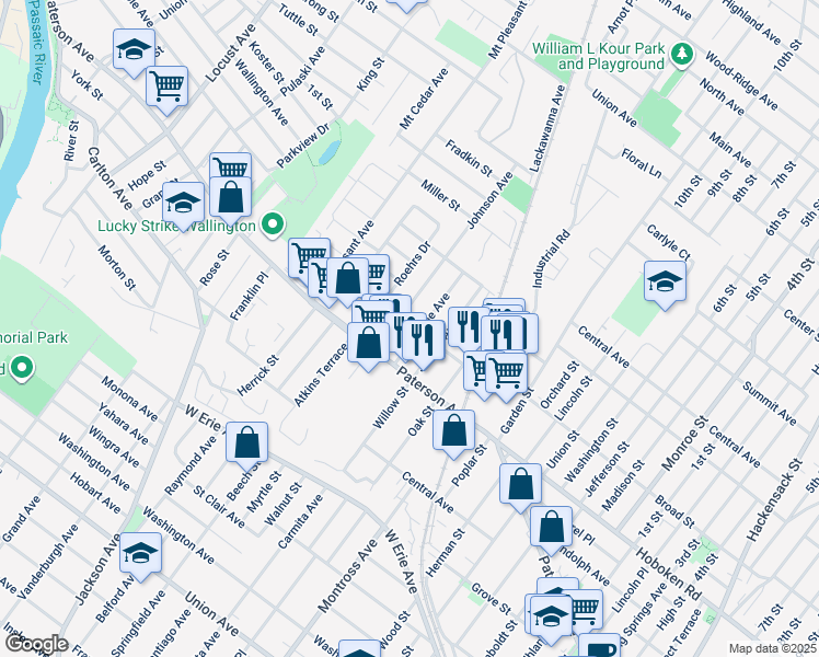 map of restaurants, bars, coffee shops, grocery stores, and more near 22 Morrissee Avenue in Wallington