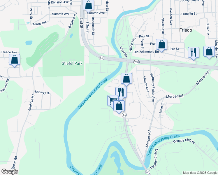 map of restaurants, bars, coffee shops, grocery stores, and more near 117 Broadway Drive in Ellwood City