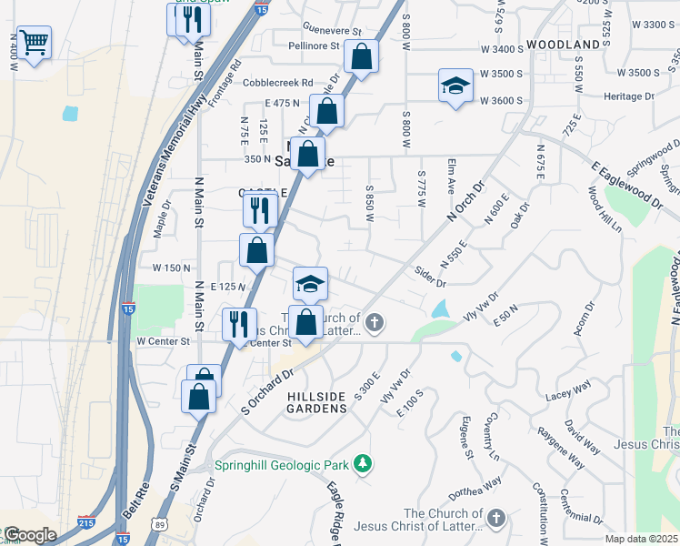 map of restaurants, bars, coffee shops, grocery stores, and more near 889 West 4100 South in Bountiful