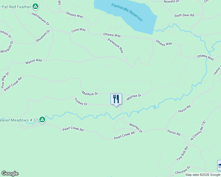 map of restaurants, bars, coffee shops, grocery stores, and more near 215 Murdock Drive in Red Feather Lakes