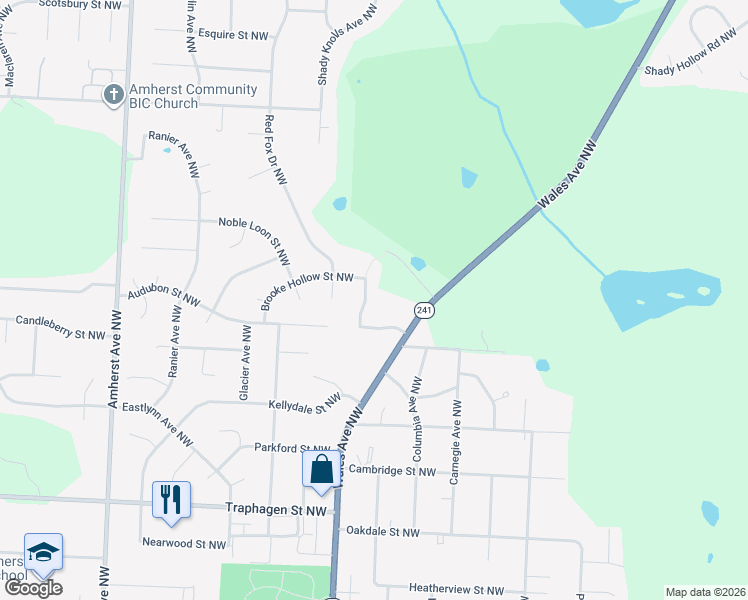 map of restaurants, bars, coffee shops, grocery stores, and more near 8078 Brooke Hollow Street Northwest in Massillon