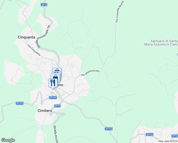 map of restaurants, bars, coffee shops, grocery stores, and more near 33 Via Sferracavallo in Provincia di Avellino
