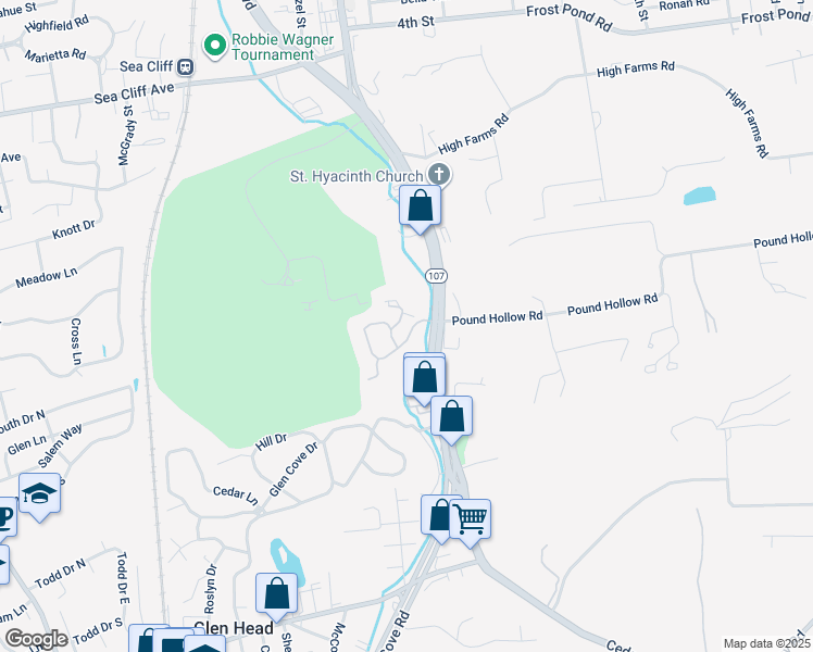 map of restaurants, bars, coffee shops, grocery stores, and more near 27 The Circle in Glen Head