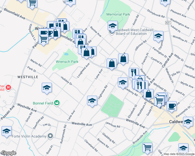 map of restaurants, bars, coffee shops, grocery stores, and more near 4 Lane Avenue in Caldwell