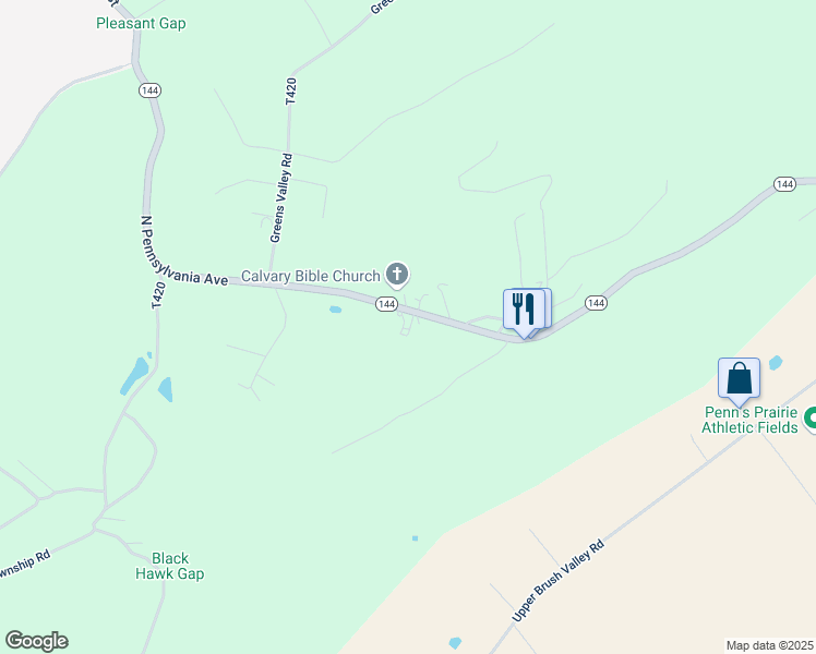 map of restaurants, bars, coffee shops, grocery stores, and more near 607 North Pennsylvania Avenue in Centre Hall
