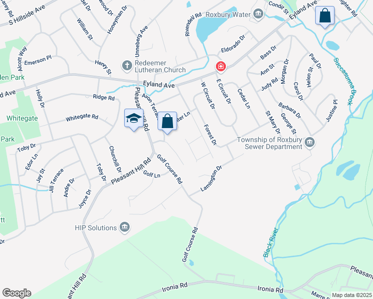 map of restaurants, bars, coffee shops, grocery stores, and more near 8 Brittany Road in Roxbury Township
