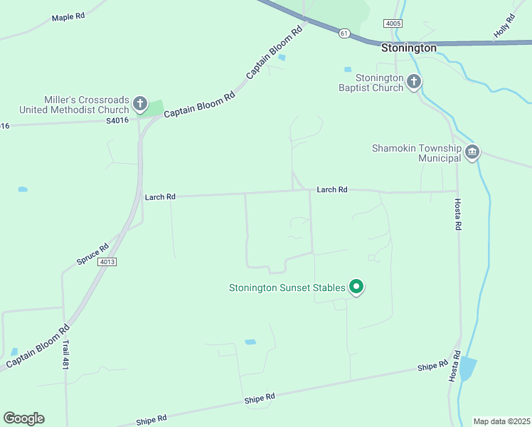 map of restaurants, bars, coffee shops, grocery stores, and more near Larch Road in Sunbury