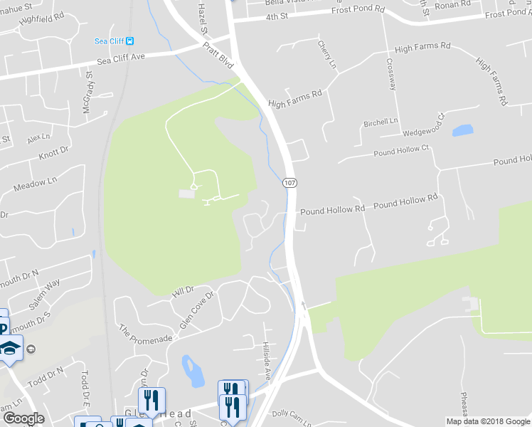 map of restaurants, bars, coffee shops, grocery stores, and more near 27 The Circle in Glen Head