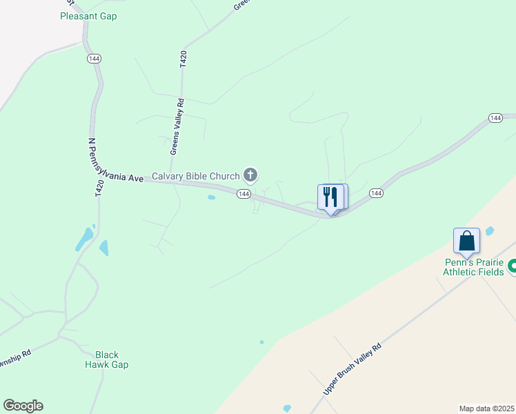 map of restaurants, bars, coffee shops, grocery stores, and more near 607 North Pennsylvania Avenue in Centre Hall