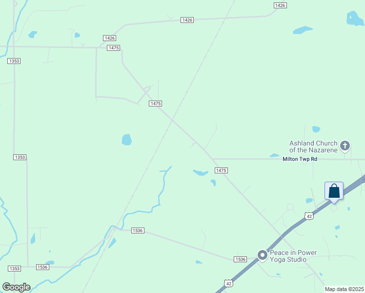 map of restaurants, bars, coffee shops, grocery stores, and more near 1281 County Highway 1475 in Ashland