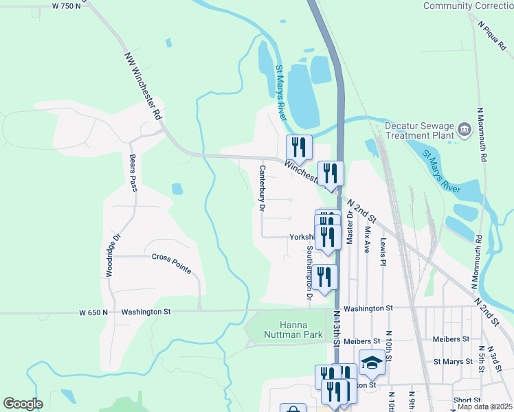 map of restaurants, bars, coffee shops, grocery stores, and more near 117-137 Rochester Court in Decatur
