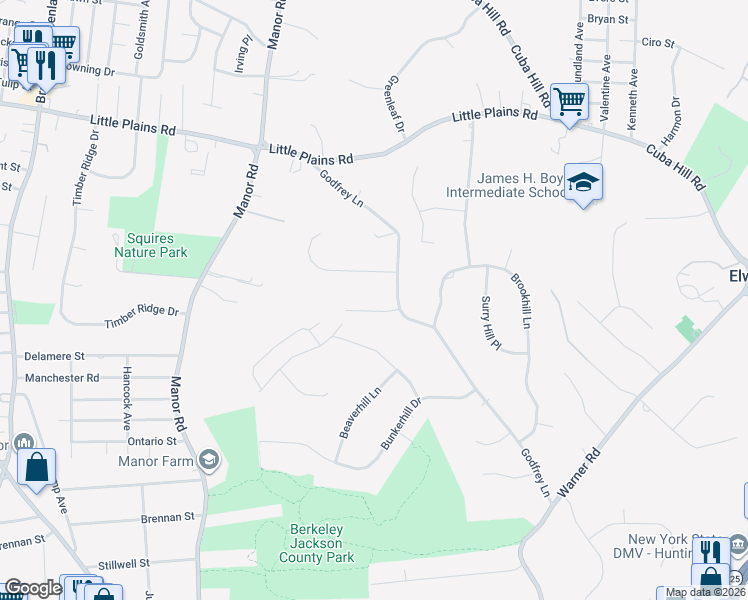 map of restaurants, bars, coffee shops, grocery stores, and more near 3 Wilder Lane in Huntington