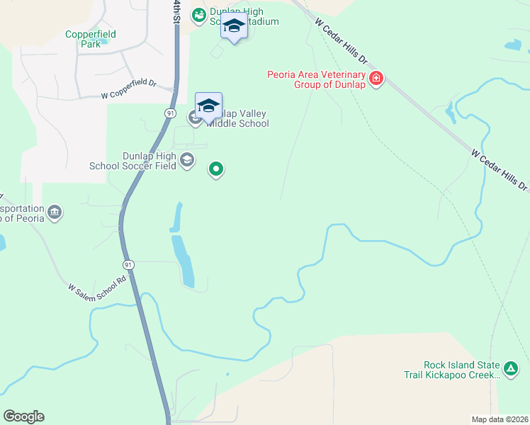 map of restaurants, bars, coffee shops, grocery stores, and more near 13120 Illinois 91 in Dunlap