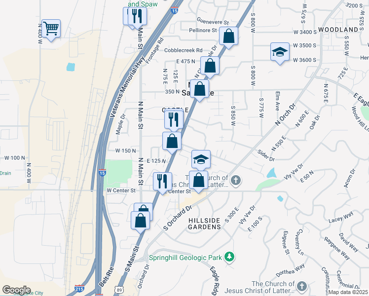 map of restaurants, bars, coffee shops, grocery stores, and more near 191 Odell Lane 100 North in North Salt Lake