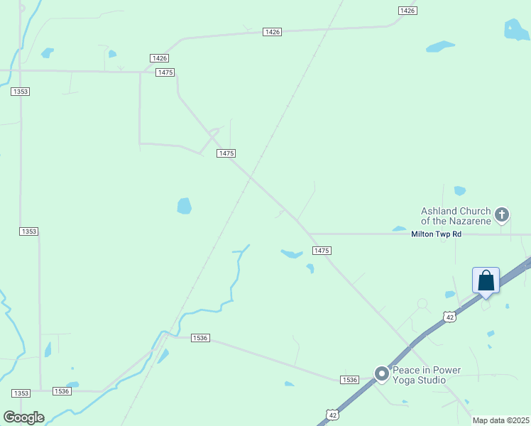map of restaurants, bars, coffee shops, grocery stores, and more near 1281 County Highway 1475 in Ashland