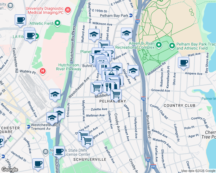 map of restaurants, bars, coffee shops, grocery stores, and more near 1638 Plymouth Avenue in The Bronx