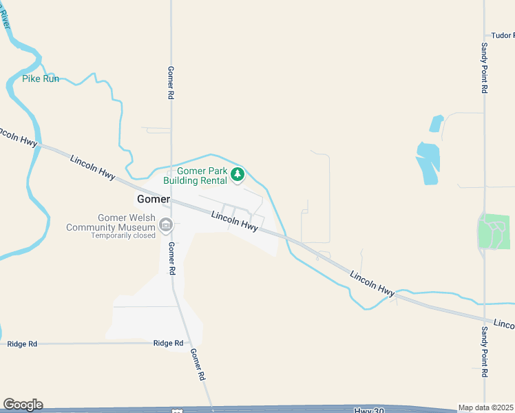 map of restaurants, bars, coffee shops, grocery stores, and more near 4040 Lincoln Highway in Gomer