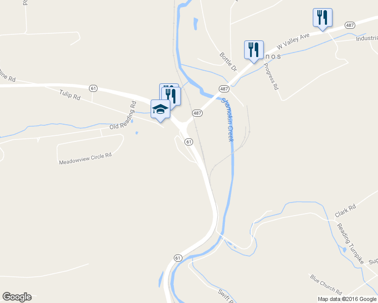 map of restaurants, bars, coffee shops, grocery stores, and more near Main Street in Paxinos